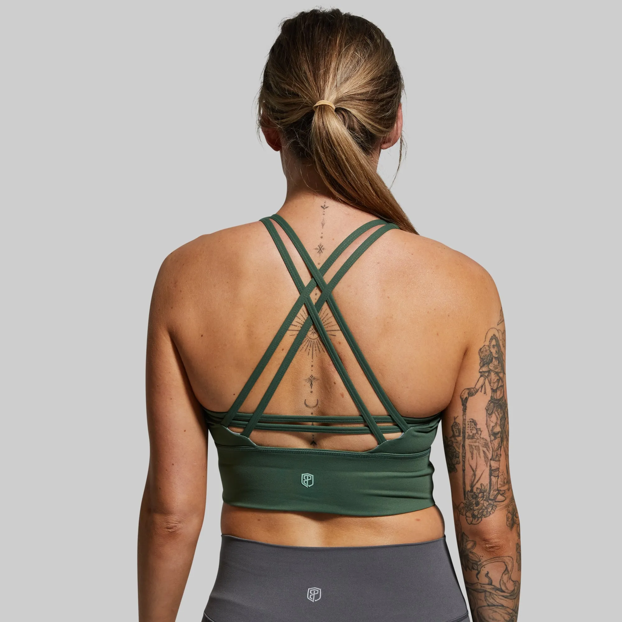 Crossfire Original Sports Bra (Brand Strength-Forest Green) Removable straps