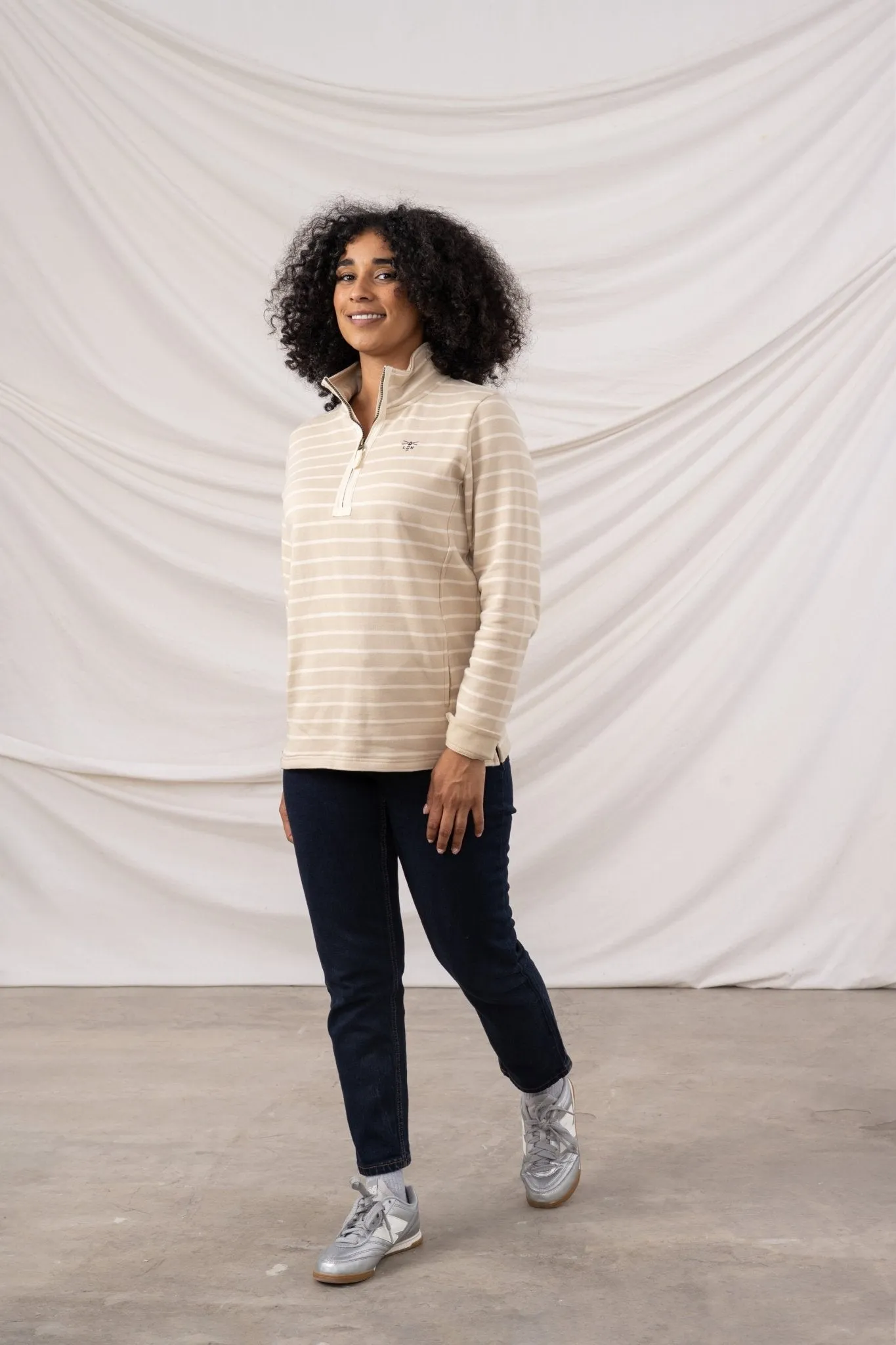 Fresh Sporty Shore Sweatshirt - Cream Stripe