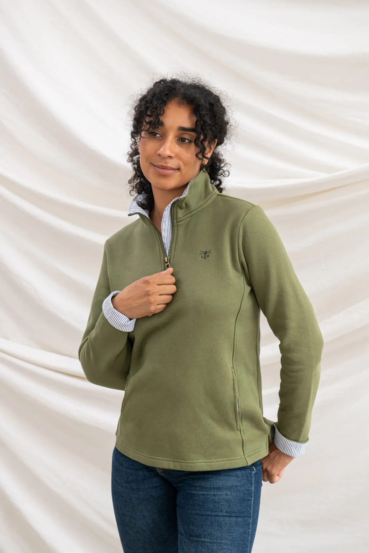 jewelry accents Shore Sweatshirt - Olive