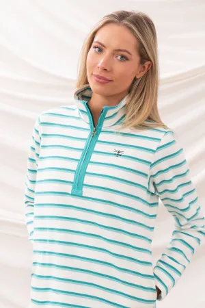 Lightweight Hoodie Bold Graphics Shore Sweatshirt - Soft Teal Stripe