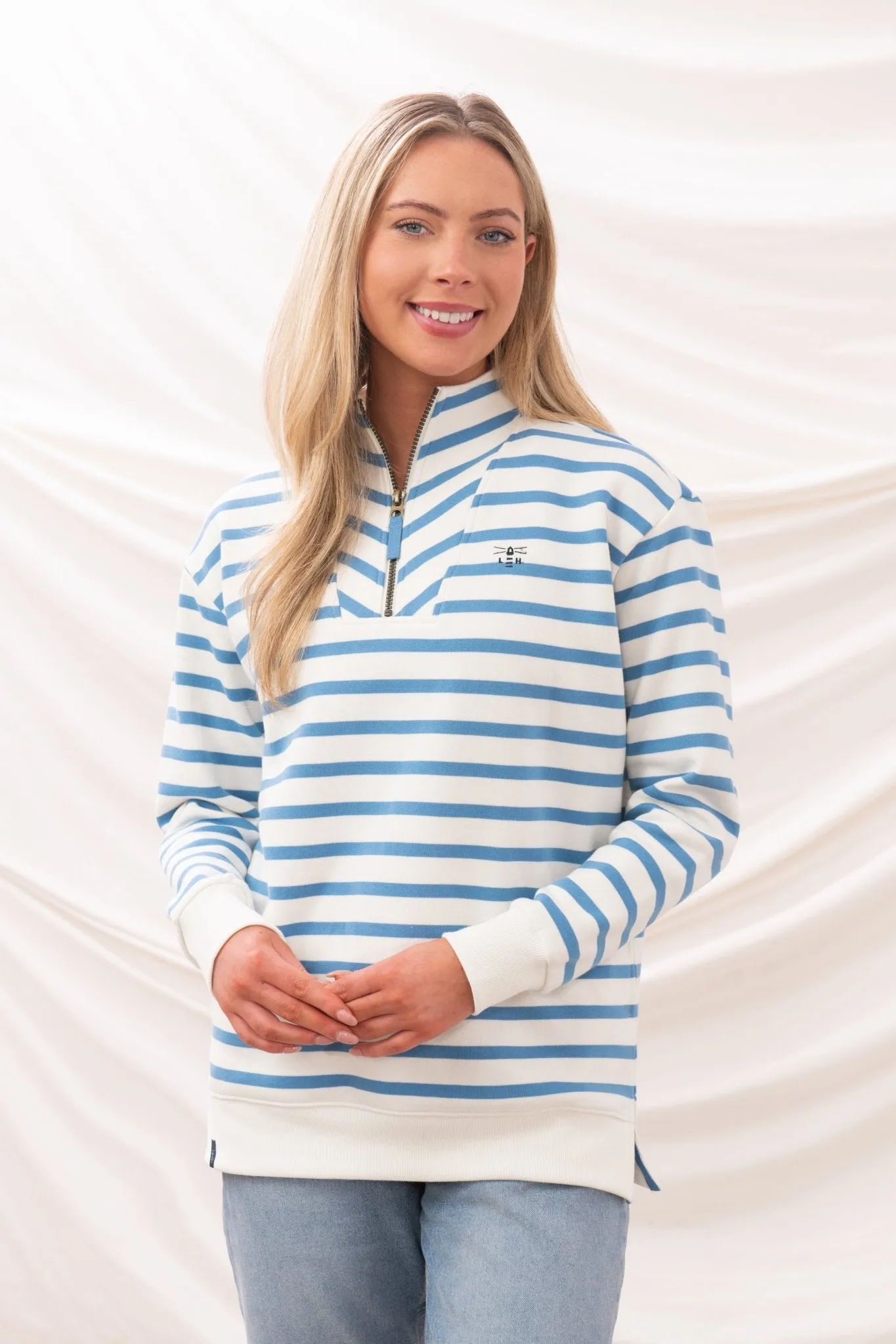 Easy to Carry Fashionable Vibes Coral Jersey - Marine Blue Stripe