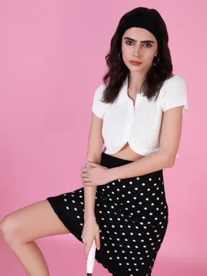 Women's Off White Crop Top Festival wear Layered Shoulder Design