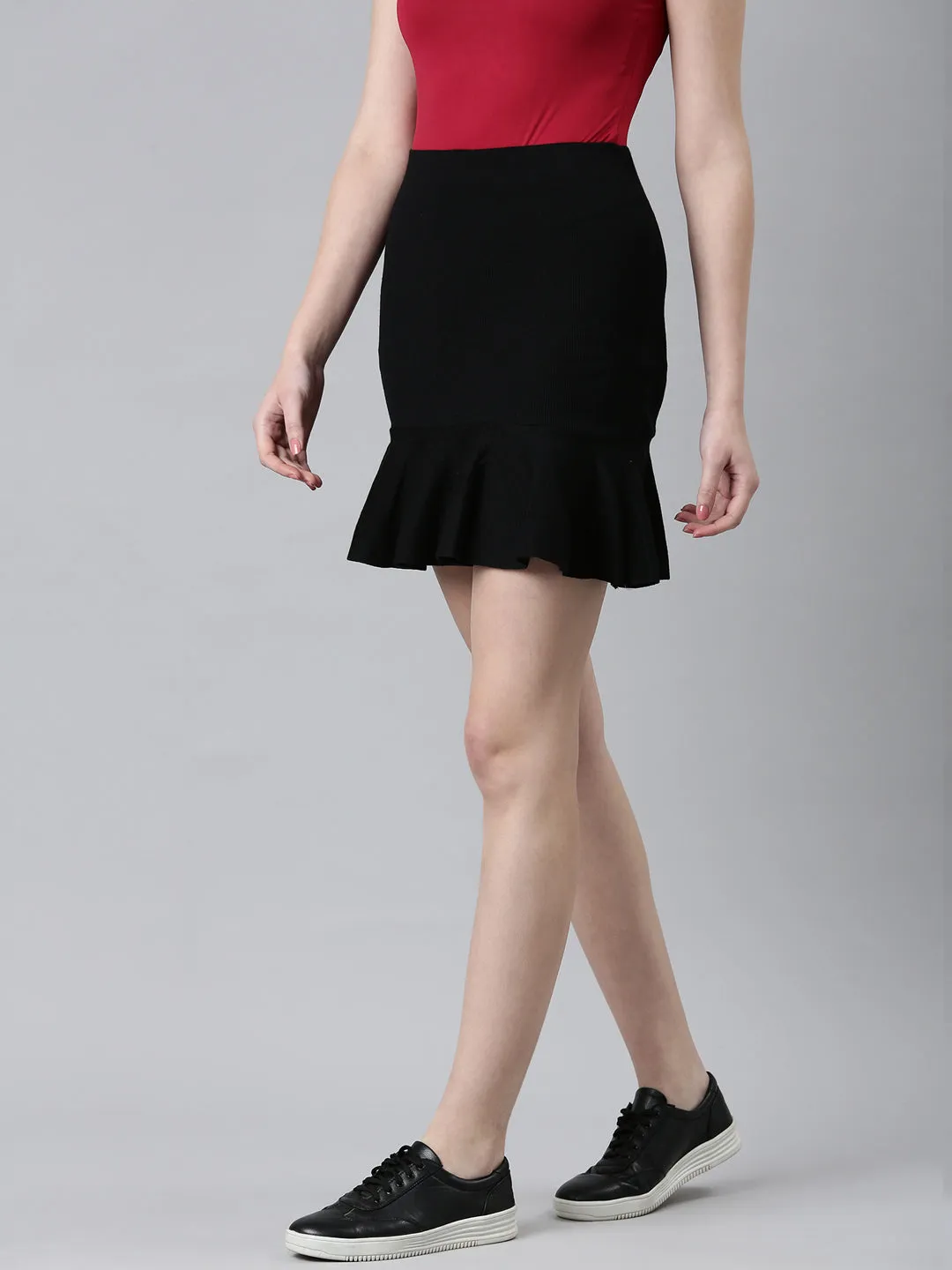 Women's Black Mini A-Line Skirt Comfortable Motion