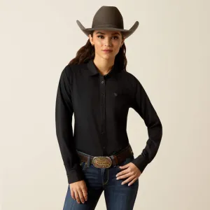 Sporty Fit Ariat Women's Kirby Pro L/S Western Button Down Shirt in Solid Black (Available in Plus Sizes)