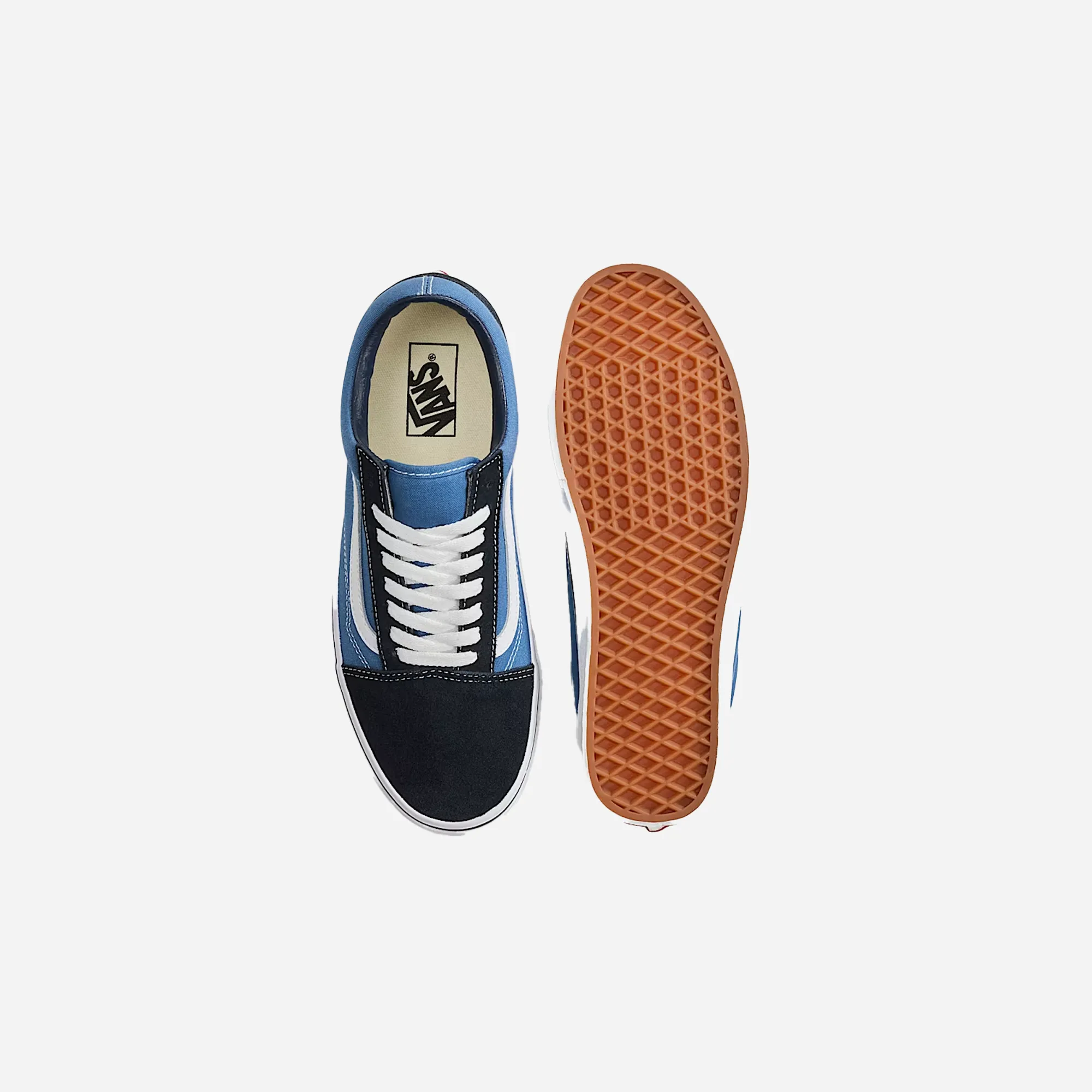Vans Old Skool Shoe Navy Blue Outdoor Step on the road