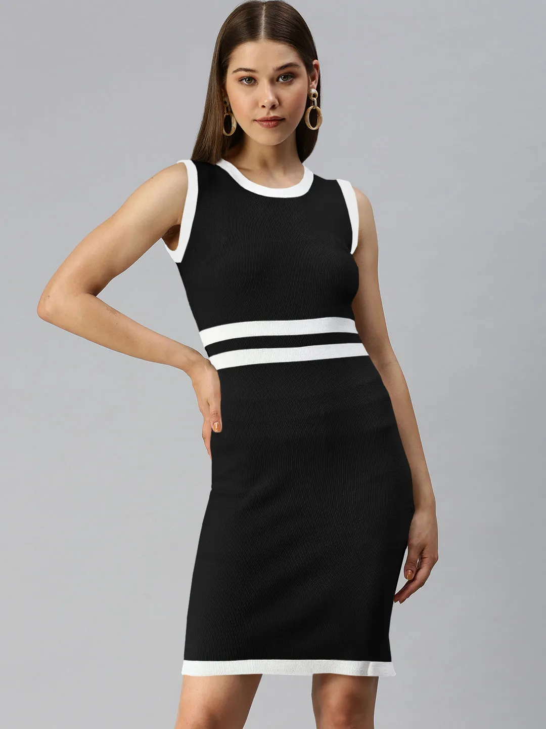 Women's Black Bodycon Dress Ankle-length