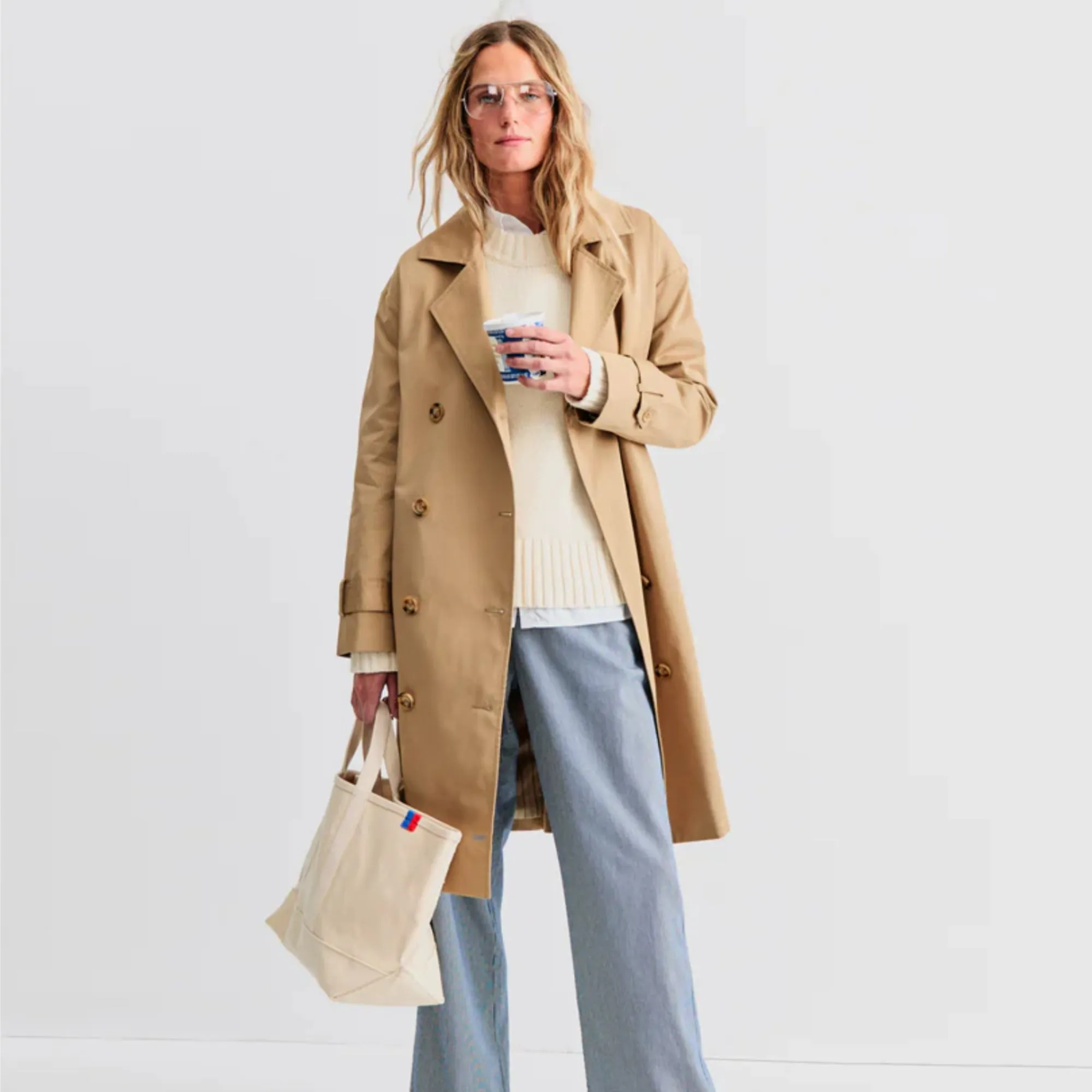 Sporty Fit The Rox Oversized Trench Coat (Khaki)