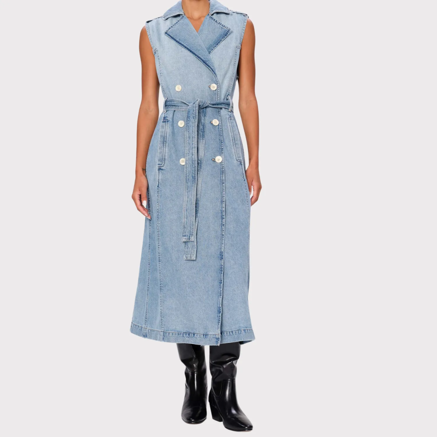 MultiPocketLayout Sleeveless Trench Coat (Daydream)