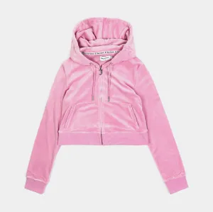 OG Bling Velour Full Zip Womens Hoodie (Rose) Camping Comfort