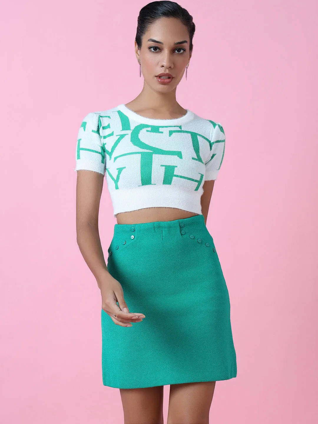 Light Style Trend Women's Green Crop Top