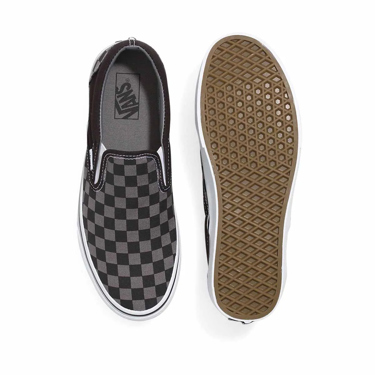 Classic Slip-On Checkerboard 'Pewter Grey Check' Unisex Shoes Easy To Clean Color Play