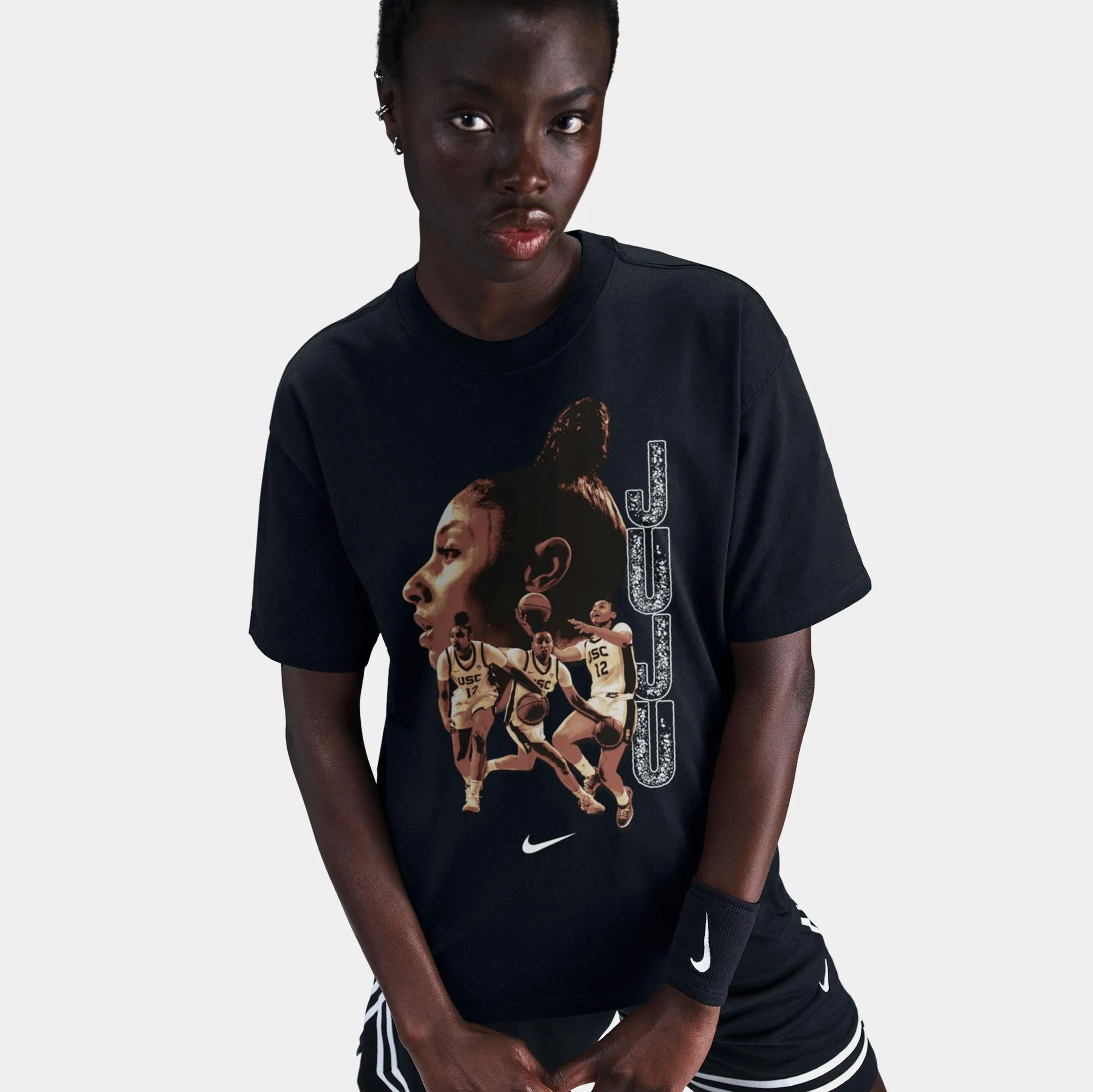 AntiSnagTechnology Active Gear JuJu Watkins So Win Womens Short Sleeve Shirt (Black/Gold)