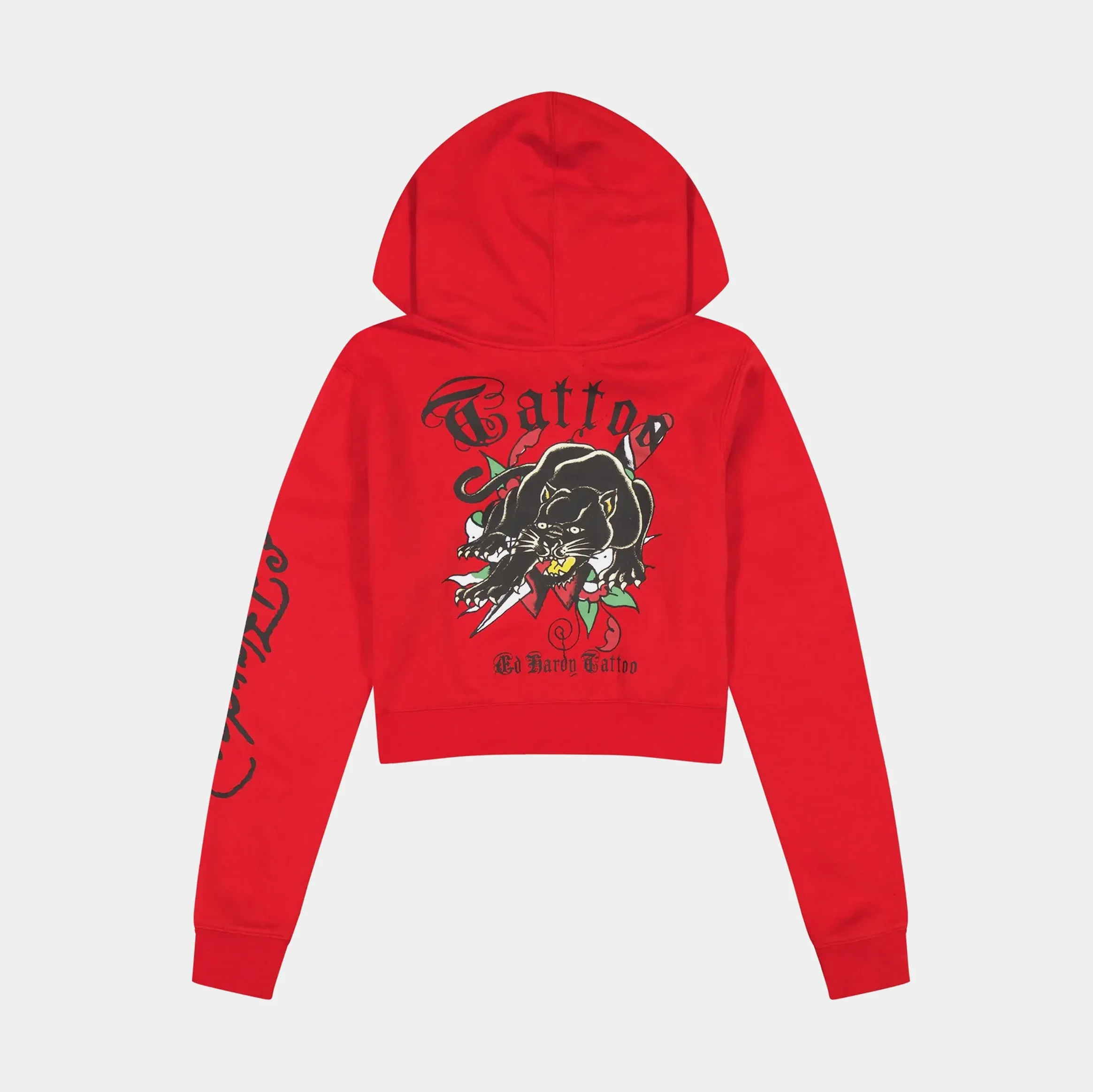 Plaid Design product birthday allure Panther Dagger Full Zip Womens Hoodie (Red/Black)