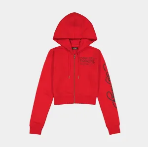 Panther Dagger Full Zip Womens Hoodie (Red/Black) Street Layer Trend Focus