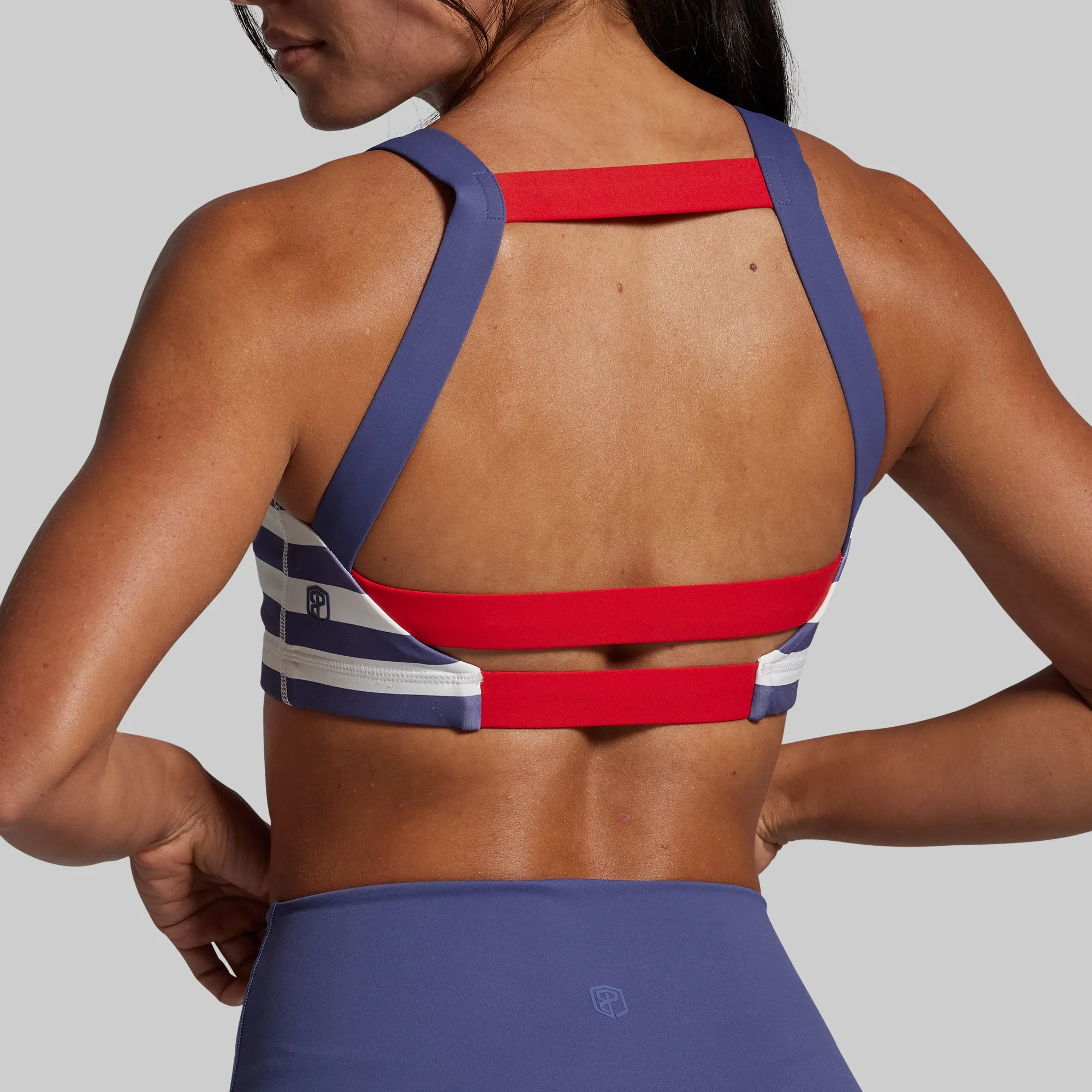 Anti-static seams Lightweight Strap Moxie Sports Bra (Deep Sky Stripe)