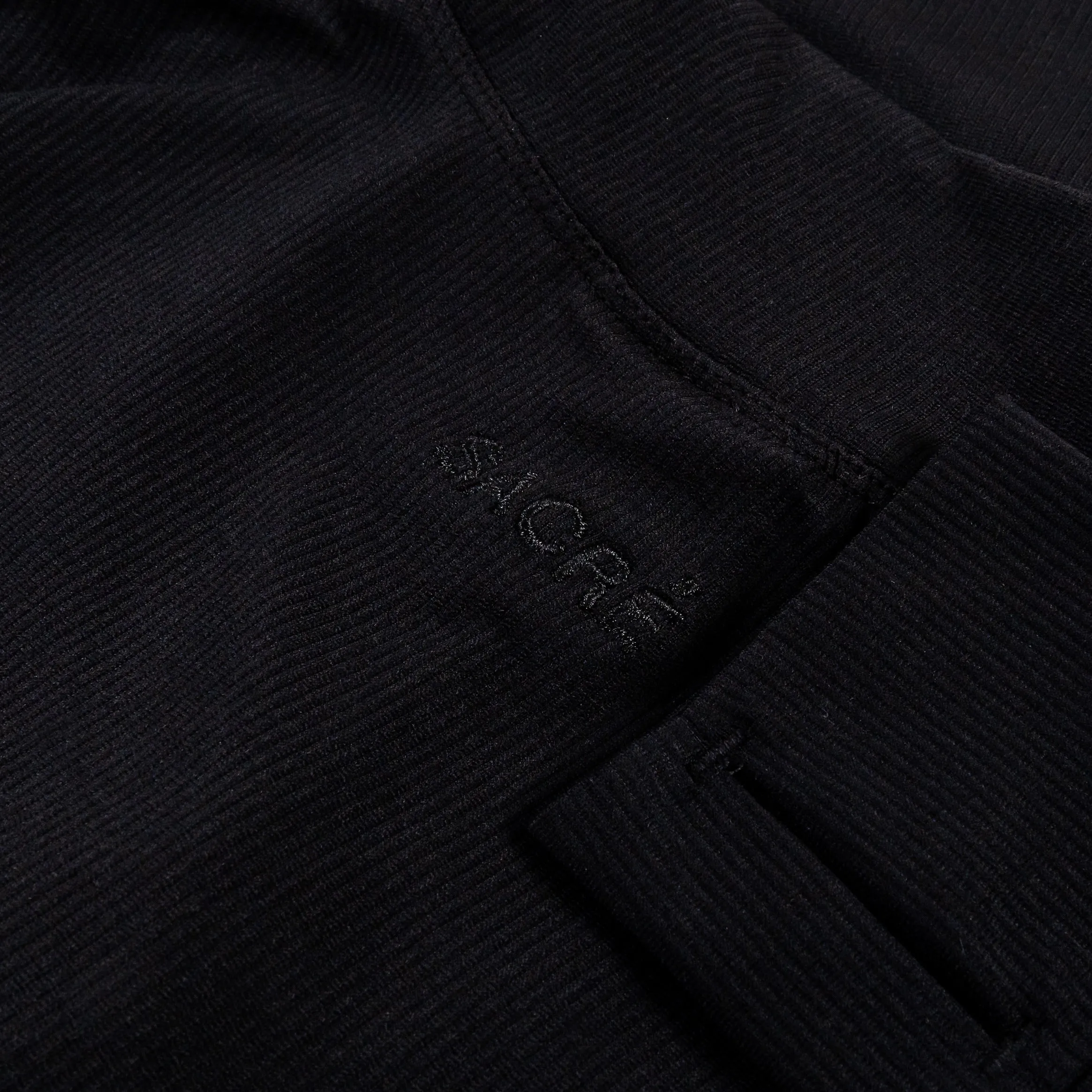 Ribbed Full Zip Womens Long Sleeve Shirt (Black) Smooth Line