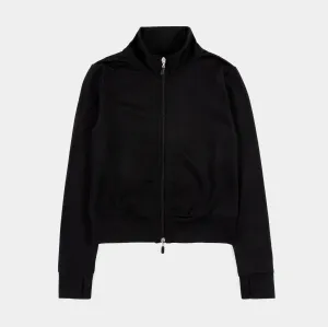 Ribbed Full Zip Womens Long Sleeve Shirt (Black) CompressionEnhanced DurableStitching