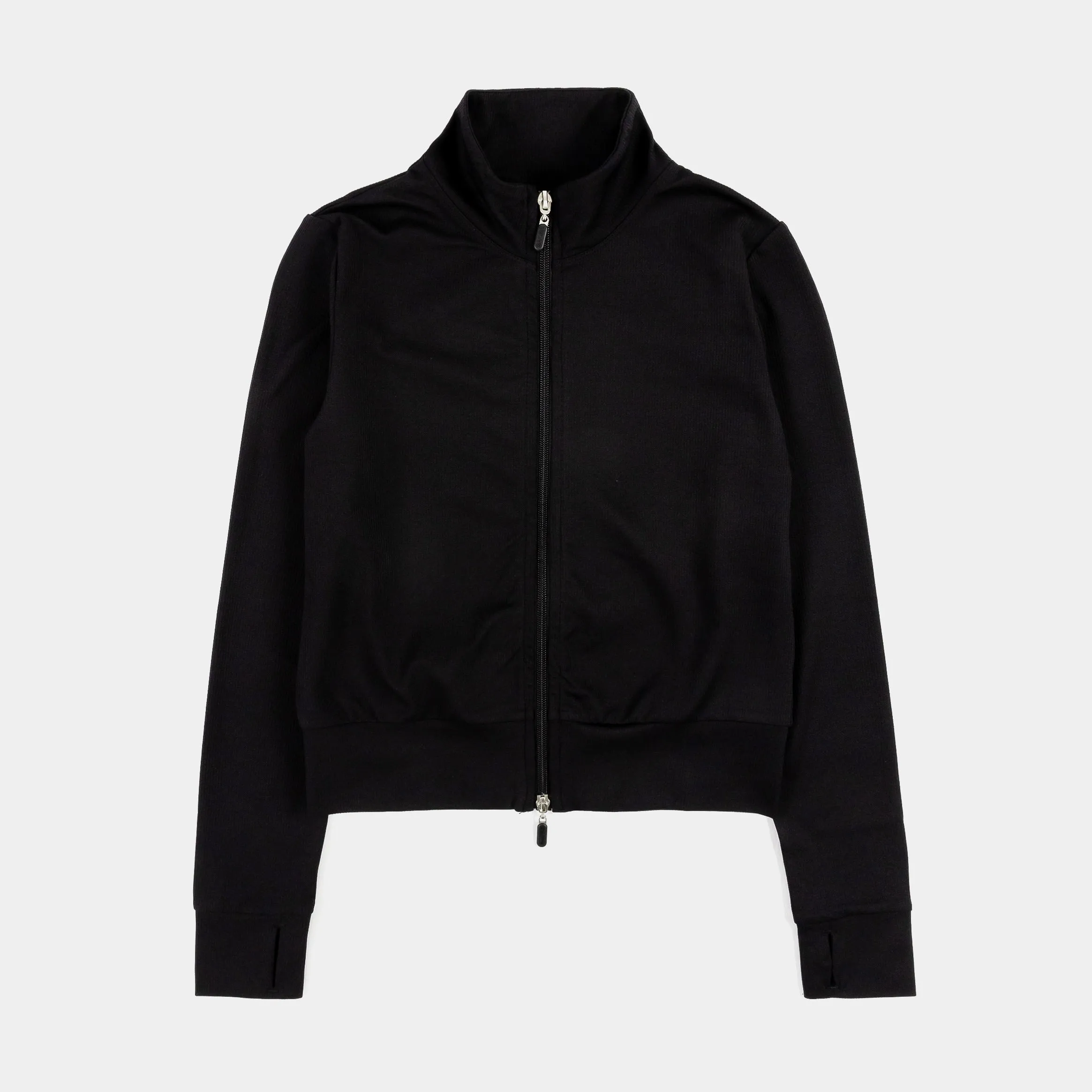 Ribbed Full Zip Womens Long Sleeve Shirt (Black) CompressionEnhanced DurableStitching