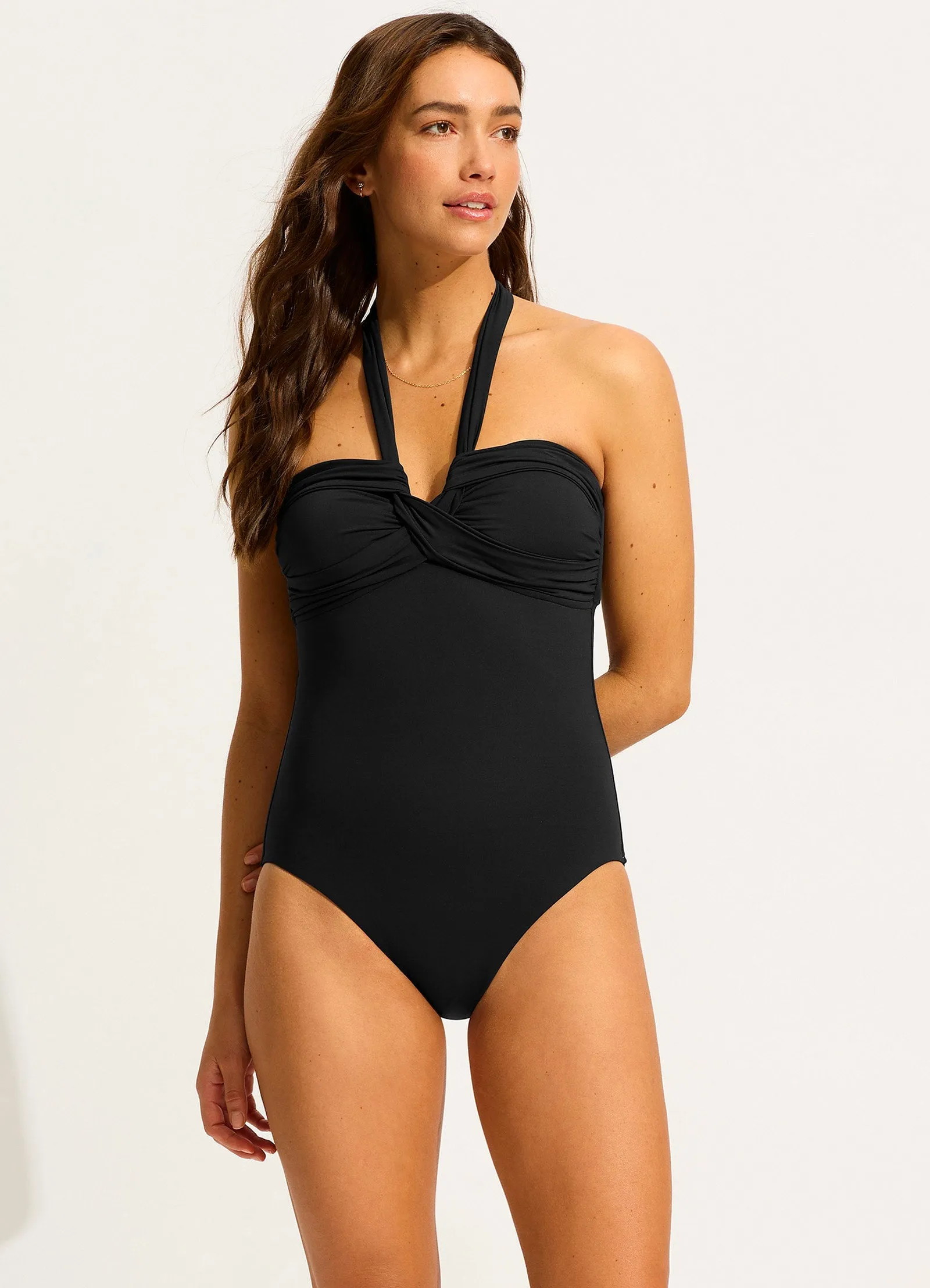 Beach Fun Seafolly Collective Halter Bandeau One Piece - Black