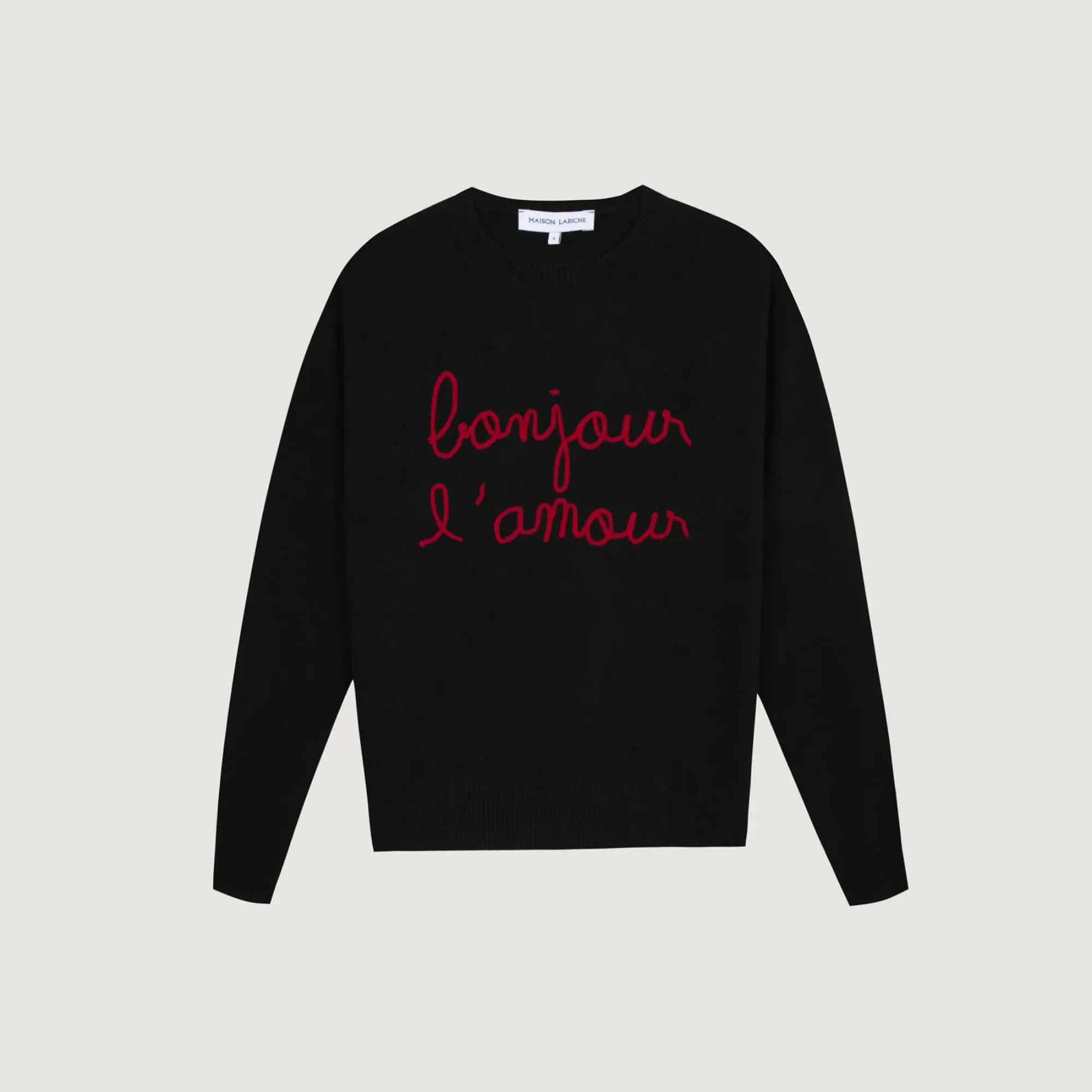 "Bonjour L'Amour" Buzelin Cashmere Sweater (Black) ZeroWaste Manufacturing