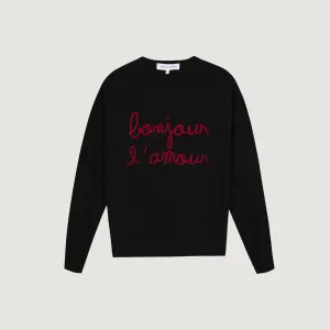"Bonjour L'Amour" Buzelin Cashmere Sweater (Black) ZeroWaste Manufacturing