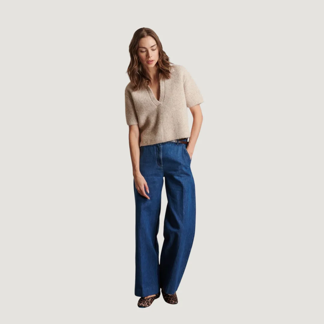 Joni Sweater (Almond) Minimal Warmth Flexible Waistband