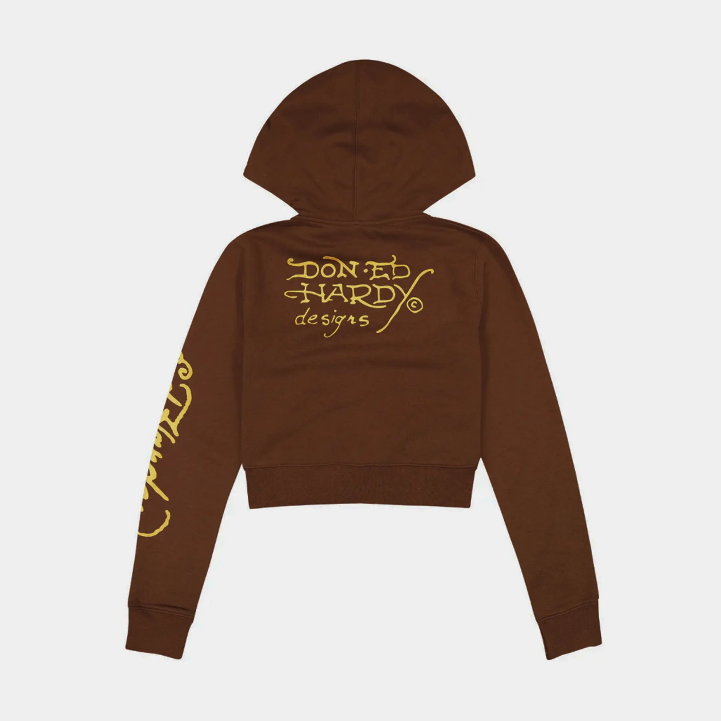 Weekend Casual Koi Fish Full Zip Womens Hoodie (Brown/Yellow)