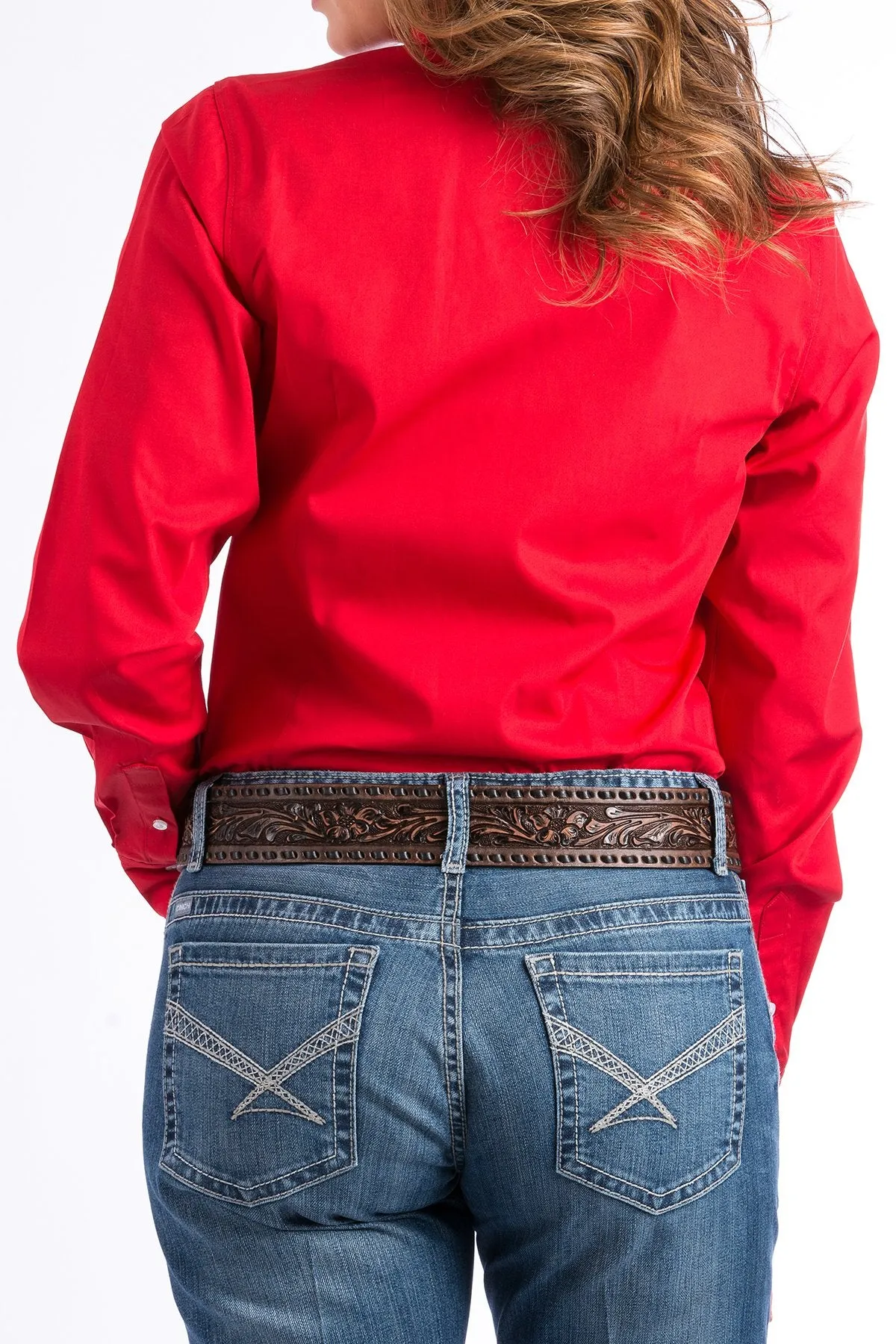 Colorfast Material Complementary Colors Cinch Women's L/S Solid Red Western Button Down Shirt