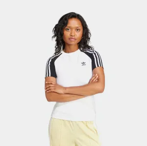 Adicolor 3 Stripes Raglan Slim Womens Short Sleeve Shirt (Black/White) Airflow Mesh Panels