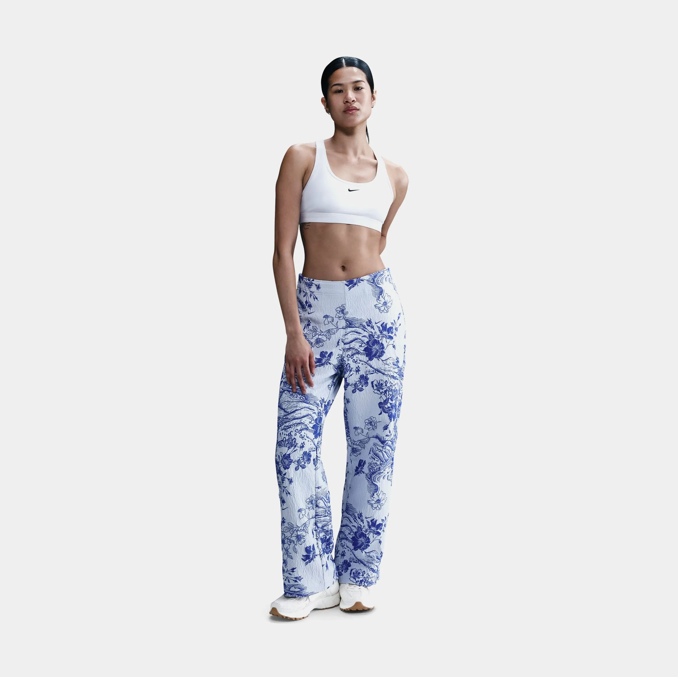 Flattering Comfort Distressed finish NSW Jacquard Track Womens Pants (Blue/White)
