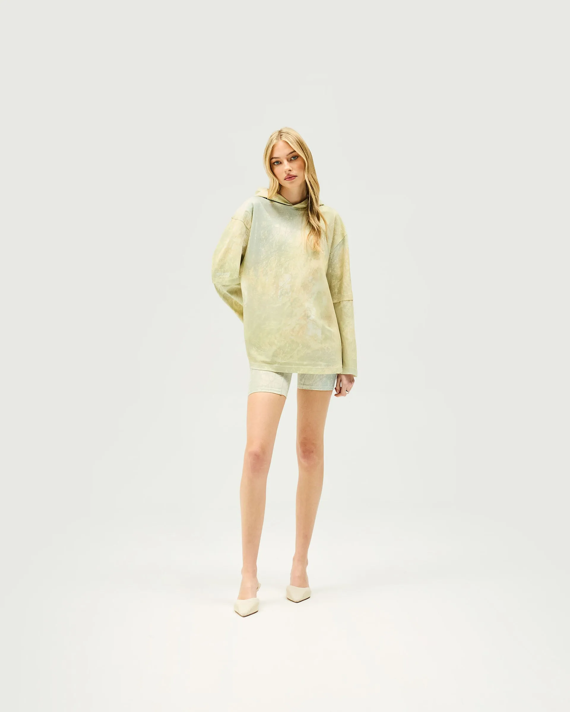 Raw Linen Hideaway Hooded T-Shirt - Forest Print