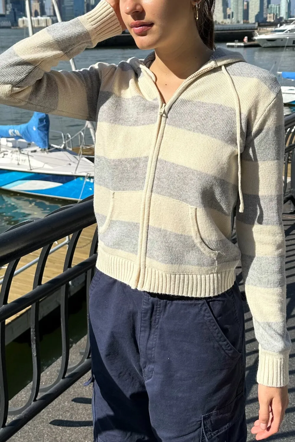 UVProtection Layer Alana Wool Stripe Zip-Up Sweater