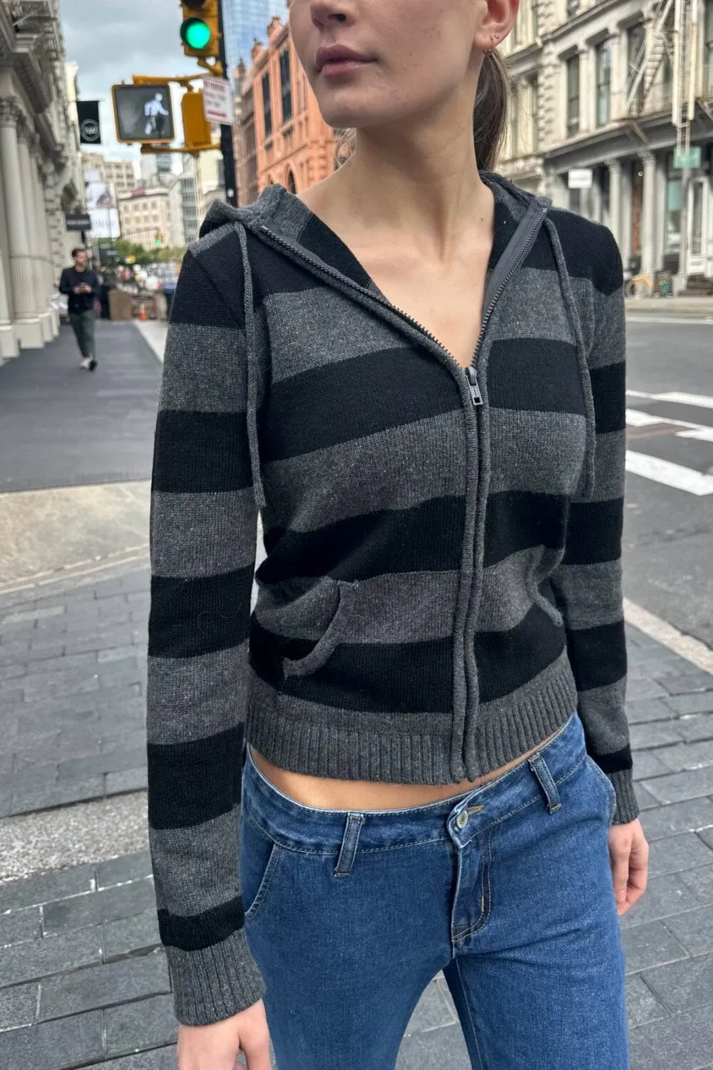 Home Comforted Alana Wool Stripe Zip-Up Sweater