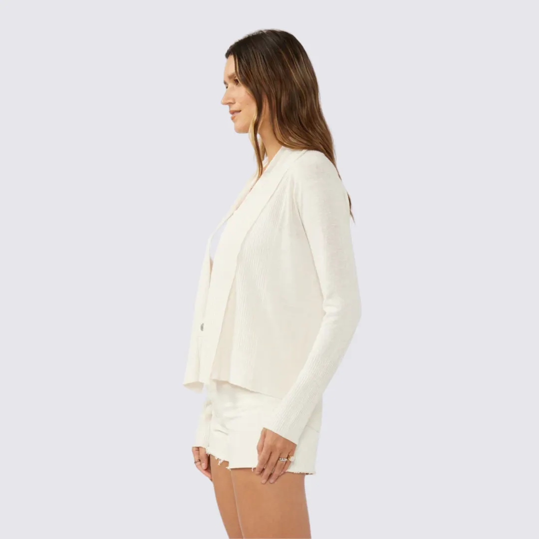 anti pill coating Thermal Lining Solene Linen Cardigan (Vanilla)