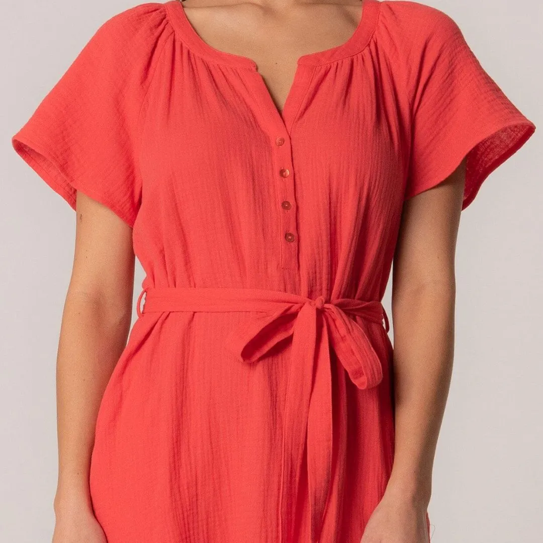 Sudie Mini Dress (Flame) Stylish day dress Chilly Comfort Wear