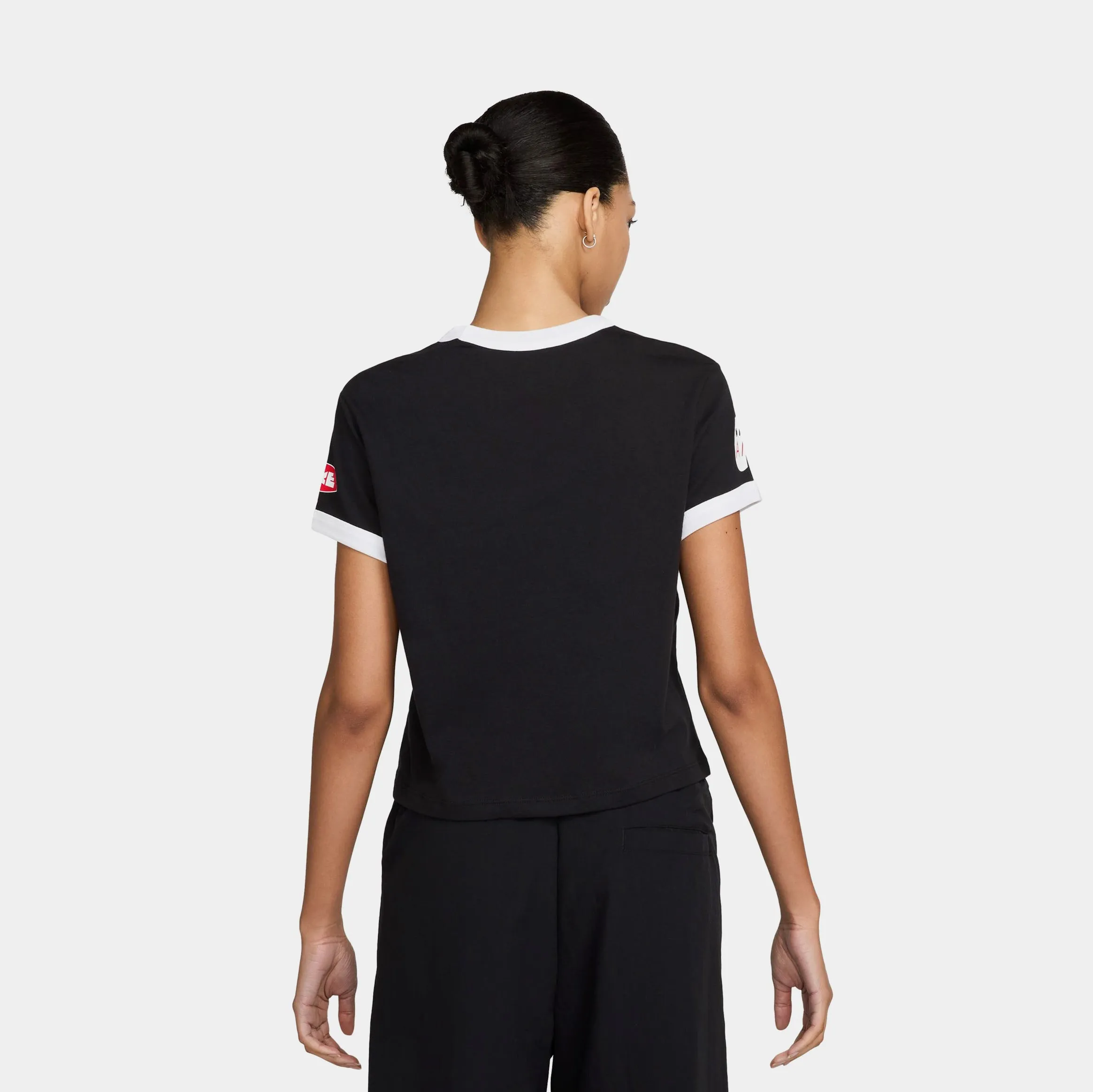 Basic Wear Sportswear Club Moto Womens Short Sleeve Shirt (Black)