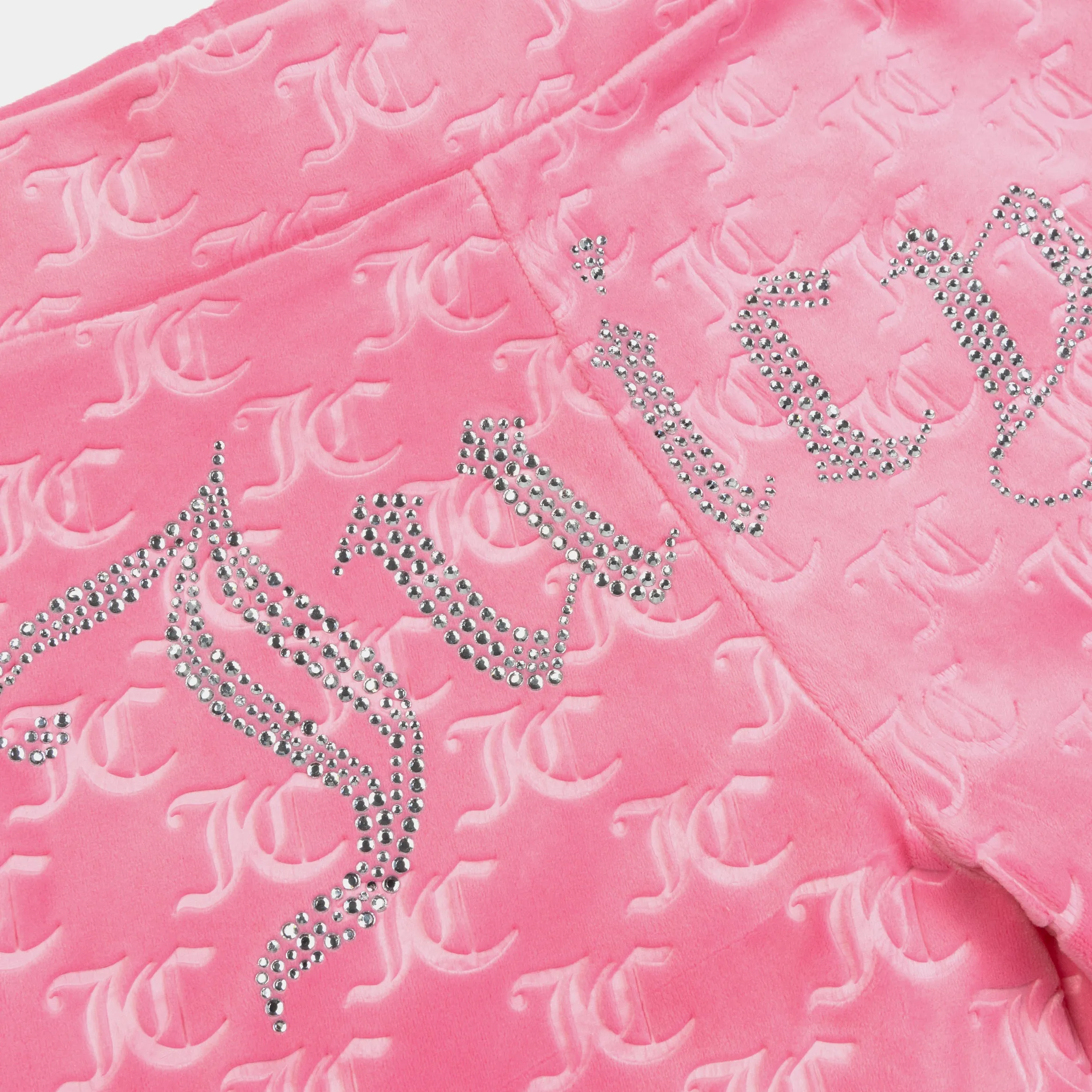 Embroidered Hot Fix Velour Womens Shorts (Pink) No Ride Up Silicone Grip nylon blend