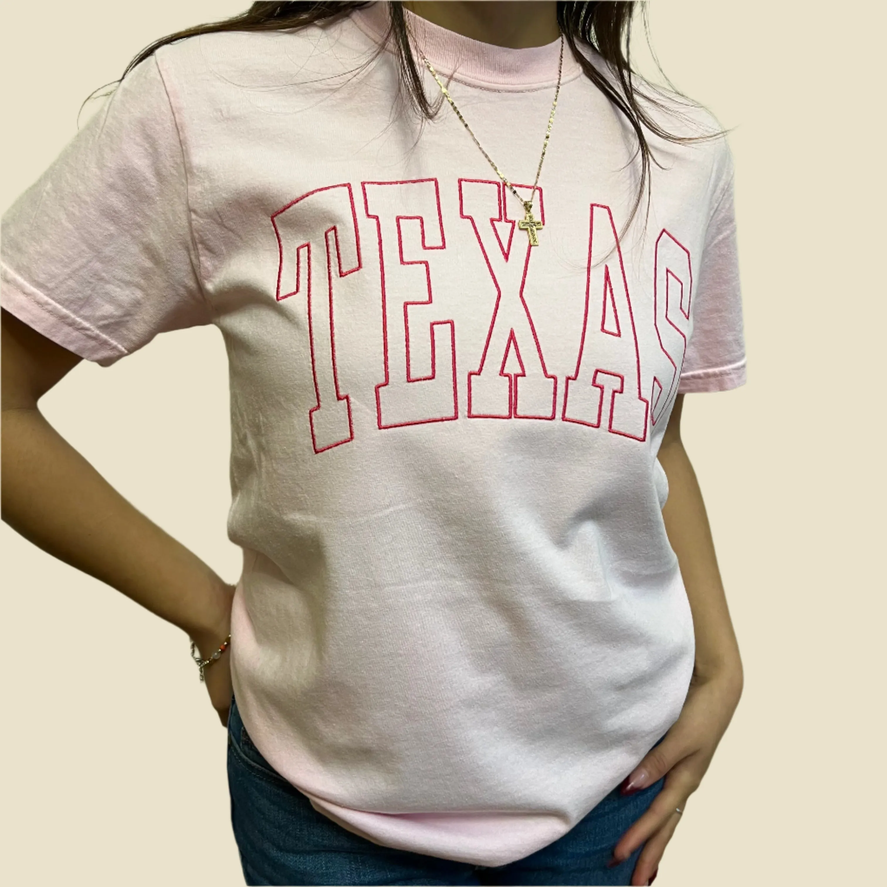 Active Wearable Cozy Vibe Wear Texas Embroidered T-Shirt