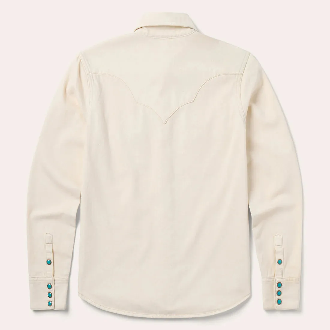 Easy Wear Style Stetson Women's L/S Turquoise Snap Western Denim Snap Shirt in Cream