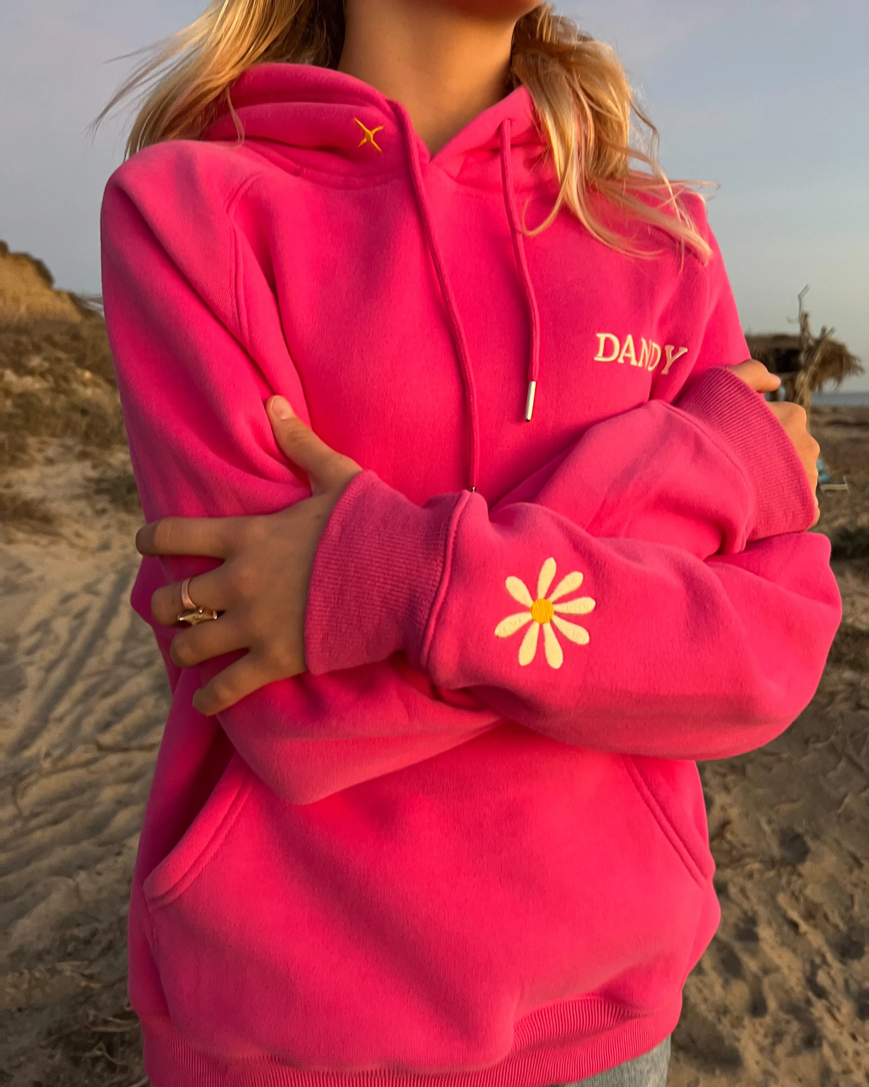 "Physical Touch" Oversized Lux Hoodie in Hot Pink product cost effectiveness