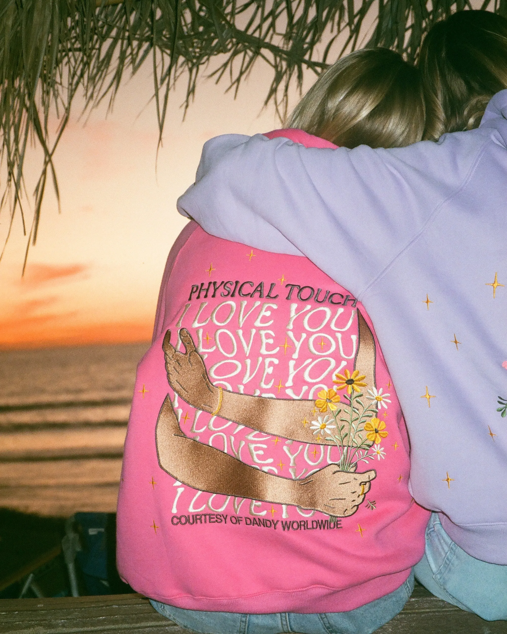 "Physical Touch" Oversized Lux Hoodie in Hot Pink Eco-friendly