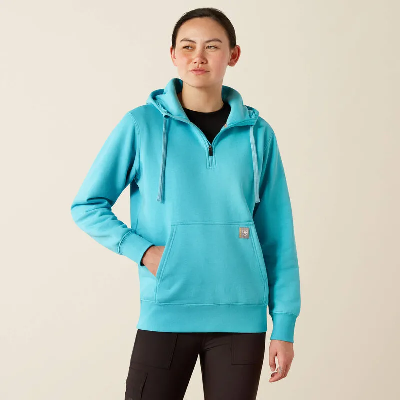 Lightweight Wear Ariat Women's Rebar Skill Set 1/2 Zip Hoodie in Maui Blue (Available in Plus Sizes)