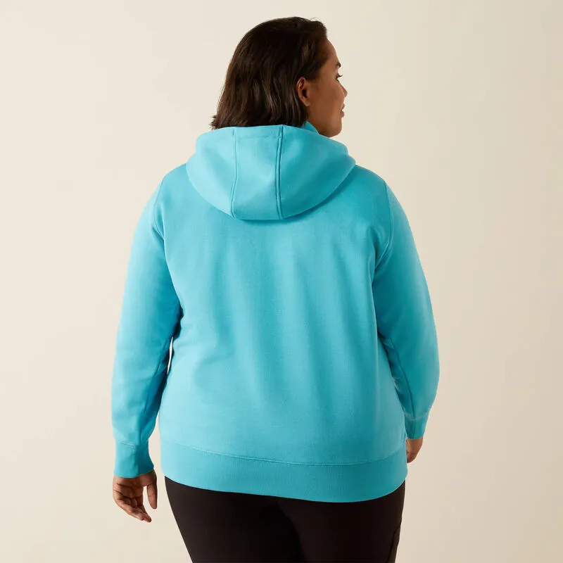 Streetwear Fashion Matte Finish Ariat Women's Rebar Skill Set 1/2 Zip Hoodie in Maui Blue (Available in Plus Sizes)