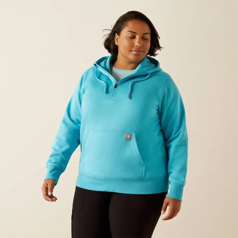 Ariat Women's Rebar Skill Set 1/2 Zip Hoodie in Maui Blue (Available in Plus Sizes) appropriate for parties Linen