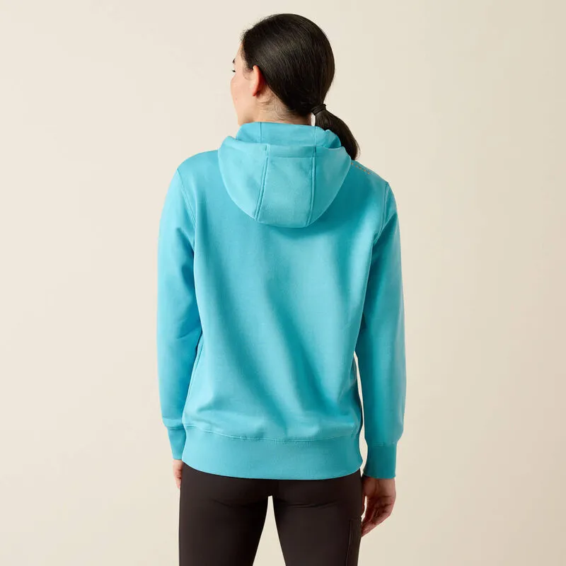 Shrink resistant Water Resistant Ariat Women's Rebar Skill Set 1/2 Zip Hoodie in Maui Blue (Available in Plus Sizes)