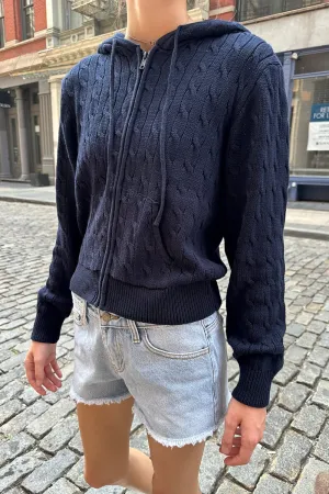 Ayla Cable Knit Hoodie Elastic Seamless Design