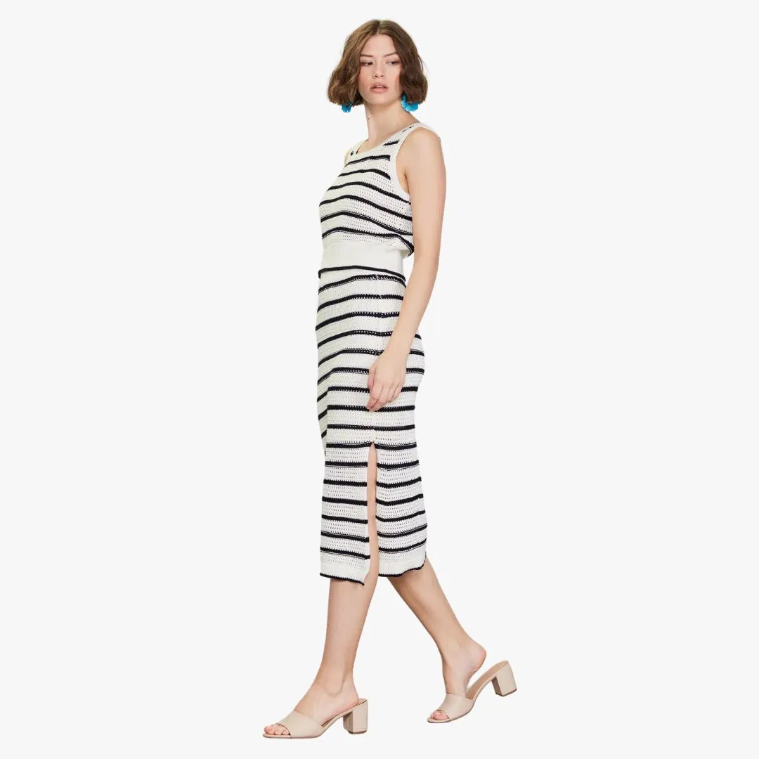 Striped Crochet Skirt (White   Black) Chic Accessory Free Mind