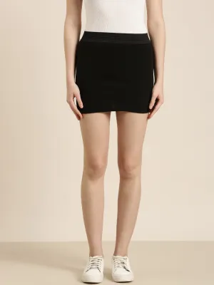 Women's Black Above Knee-Length Pencil Mini Skirt Soft Texture