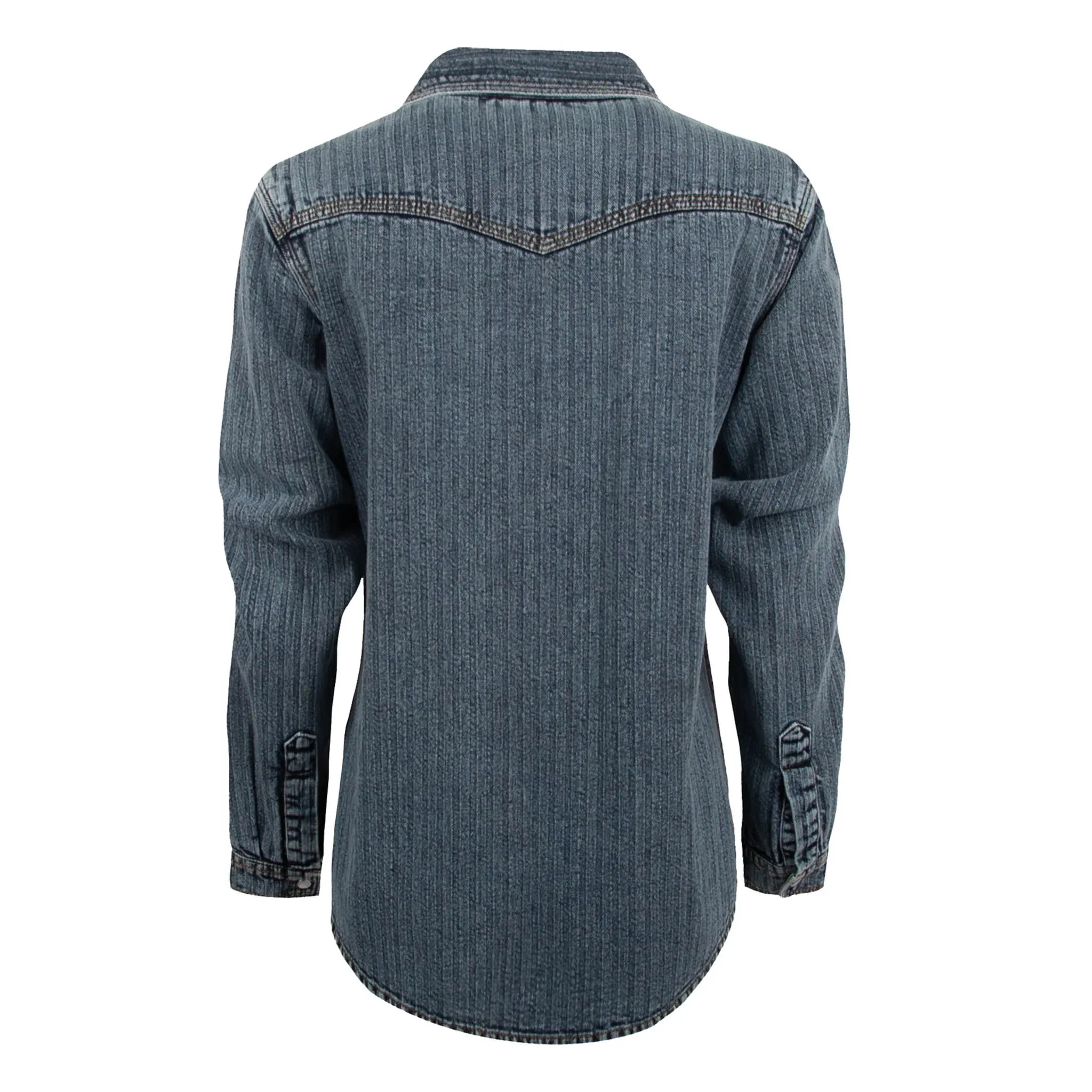 STS Ranchwear Women's Duke Western Denim Snap Shirt in Medium Wash Sporty Layers