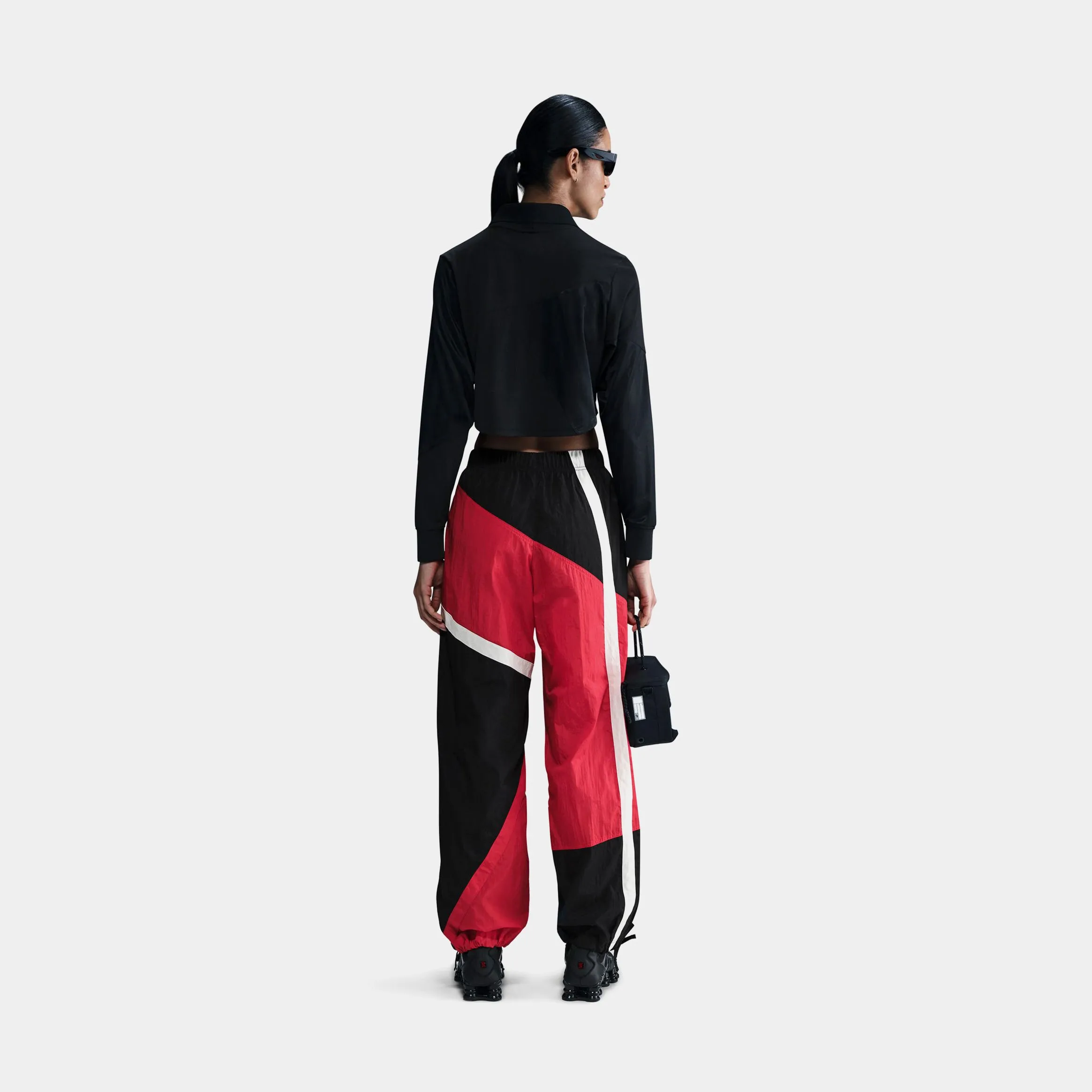 NSW Street Woven Open Hem Womens Pants (Red/Black) ElasticCuffs Vintage Wash